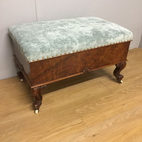 Nineteenth Century Burr Walnut Cabriole Legged Box Seat Stool