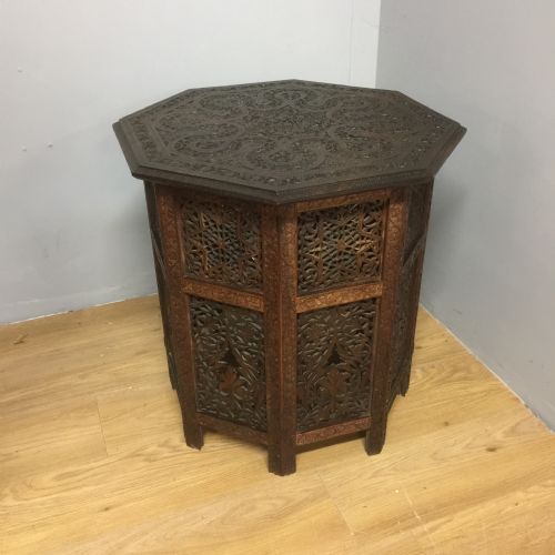 Nineteenth Century Colonial Carved Hexagonal Table