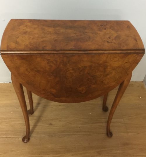 Small Burr Walnut Drop Leaf Table Circa 1900