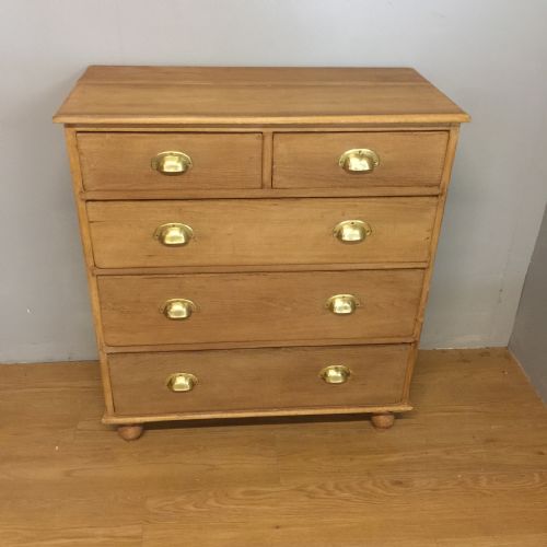 Nineteenth Century Pine and Beech Four Height Chest of Drawers