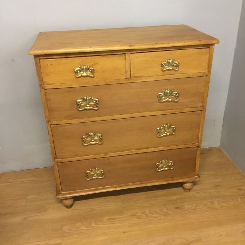 Nineteenth Century Pine and Beech Four Height Chest of Drawers