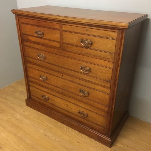 arts and crafts solid walnut four height chest of drawers circa 1890 - CATEGORY: ANTIQUE CHEST OF DRAWERS - DATED 1890