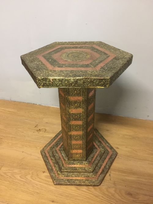 Anglo Indian Hexagonal Occasional Table in Brass and Copper