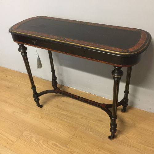 Nineteenth Century Inlaid and Ebonised Two Drawer Side Table