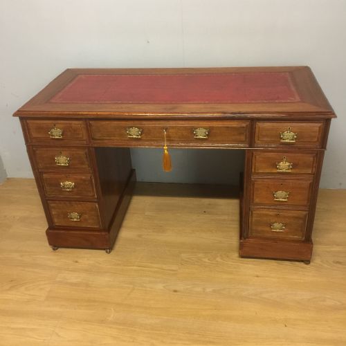 Nineteenth Century Walnut Desk with Tooled Red Leather Top