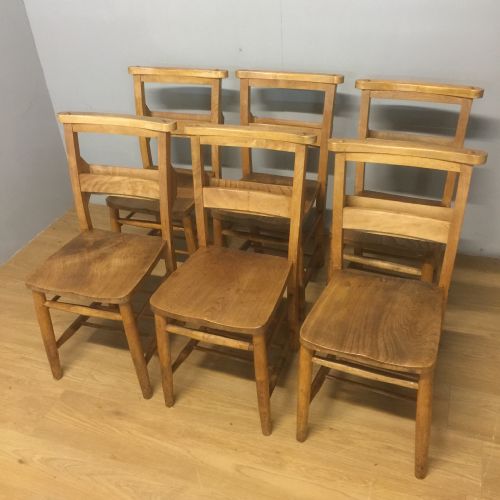 Six Nineteenth Century  Chapel Chairs with Solid Elm Seats