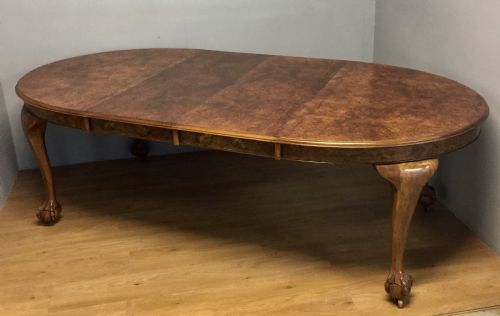 Eight Seater Burr Walnut Extending Two Leaf Dining Table