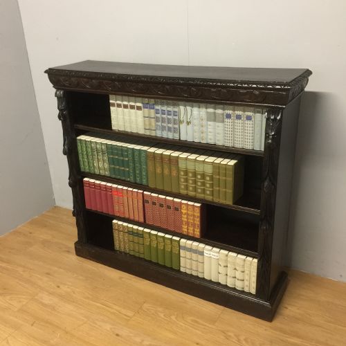 Nineteenth Century Solid Oak Jacobean Style Adjustable Open Bookcase