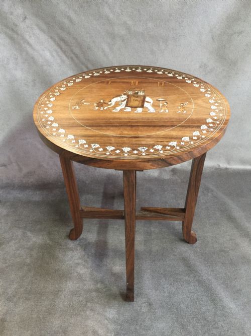 Anglo Indian Circular Inlaid Lamp Table