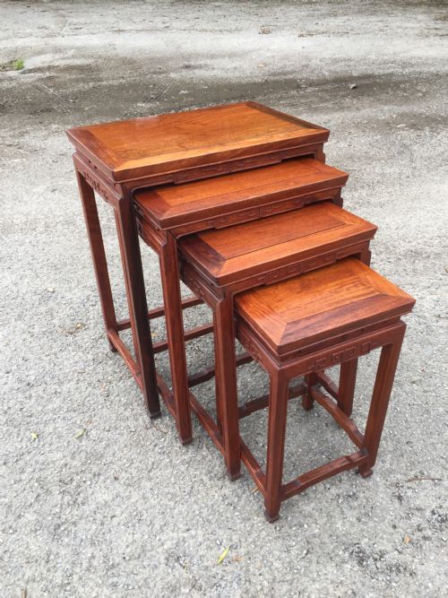 Quartetto of Hardwood Chinese Tables Circa 1920