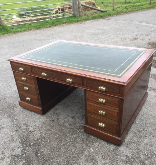 Nineteenth Century Mahogany Partners Desk by Richardson of Leeds