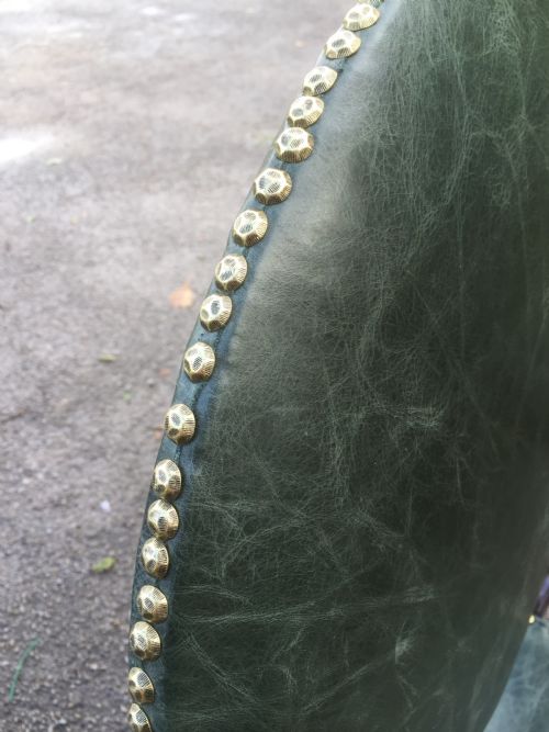 NINETEENTH CENTURY WALNUT X FRAMED CHAIR IN GREEN LEATHER - ADDITIONAL PHOTO 10