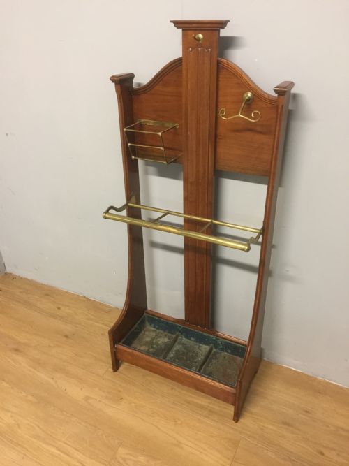 Walnut Art Nouveau Stick Stand Circa 1890