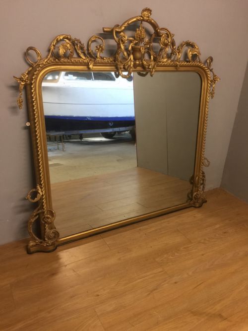Nineteenth Century Giltwood Carved Overmantel Mirror