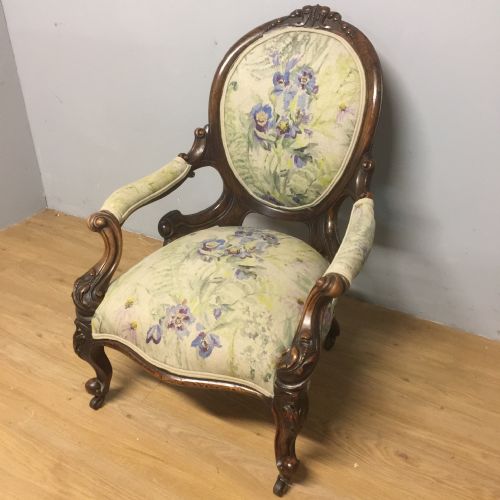 Nineteenth Century Carved Walnut Framed Gentleman’s Chair