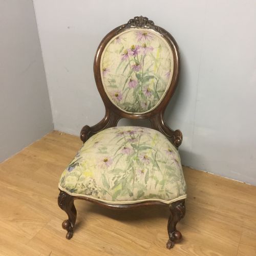 Nineteenth Century Carved Walnut Ladies Chair for Reupholstery