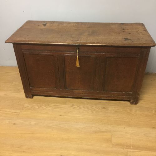 Eighteenth Century Oak Coffer with Panelled Front
