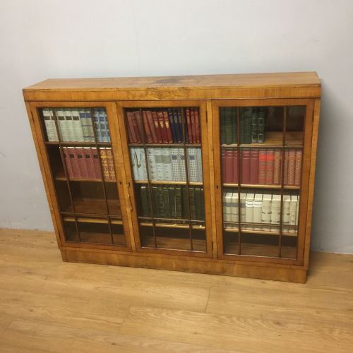 Art Deco Walnut Freestanding Glazed Bookcase by Heals of London