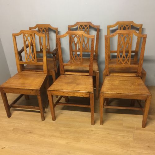 Nineteenth Century Set of Six Country Elm Chairs