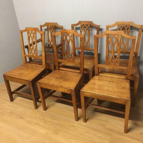 fig 1. Nineteenth century set of six country elm chairs