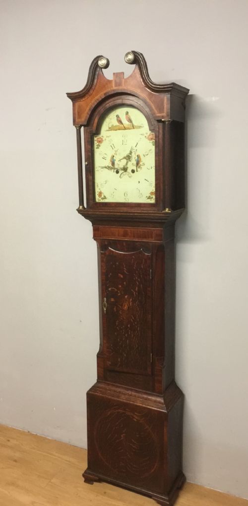 Georgian Eight Day Oak Faded Long Case Clock. Working