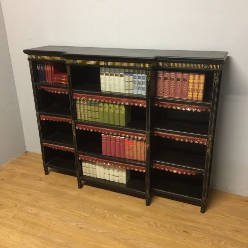 Nineteenth Century Aesthetic Movement Breakfront Open Bookcase