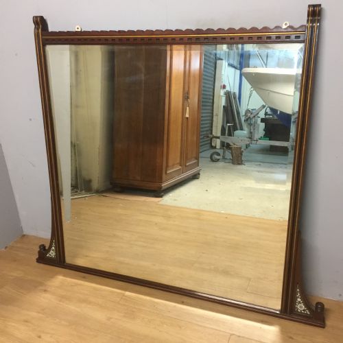 Nineteenth Century Large Walnut Overmantel Mirror  Manchester School