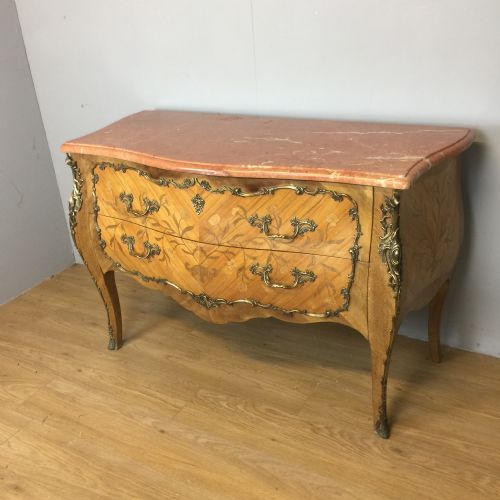 Nineteenth Century  Inlaid Kingwood Bombe Commode with Marble Top