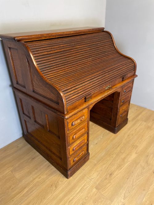 Solid Oak Roll Top Desk Circa 1900