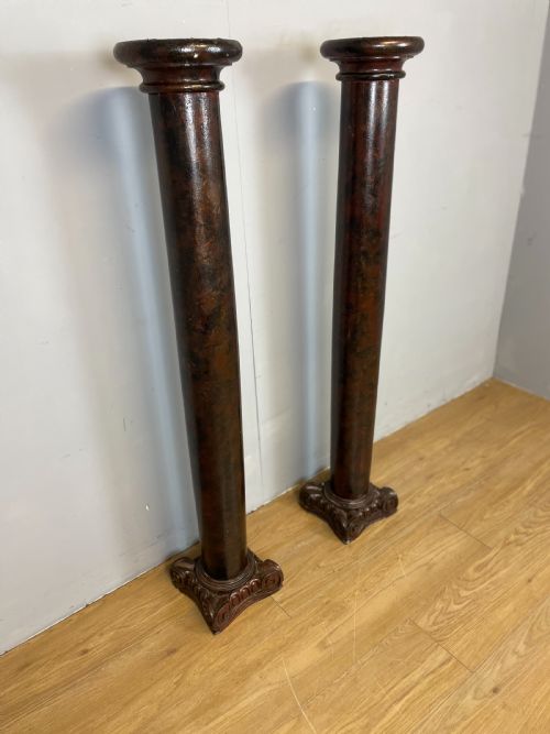 Pair of Late Nineteenth Scagliola Pine Columns