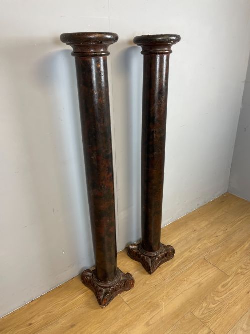 Pair of Late Nineteenth Century Scagliola Pine Columns