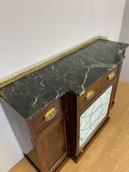 EARLY NINETEENTH CENTURY REGENCY MARBLE TOPPED ROSEWOOD SECRETAIRE SIDE CABINET - ADDITIONAL PHOTO 4