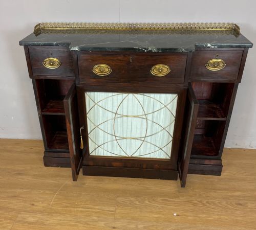 EARLY NINETEENTH CENTURY REGENCY MARBLE TOPPED ROSEWOOD SECRETAIRE SIDE CABINET - ADDITIONAL PHOTO 10