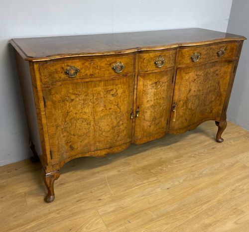 Serpentine Fronted Burr Walnut Sideboard by Maple and Co