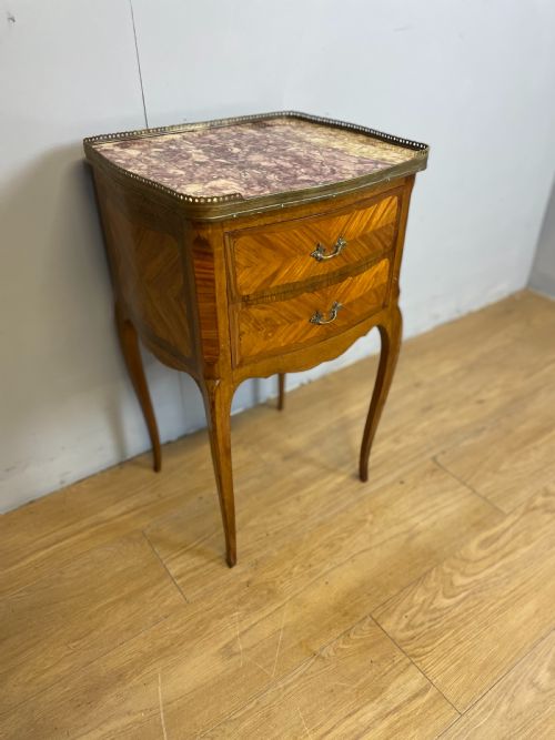 19th Century Marble Topped French Two Drawer Cabinet