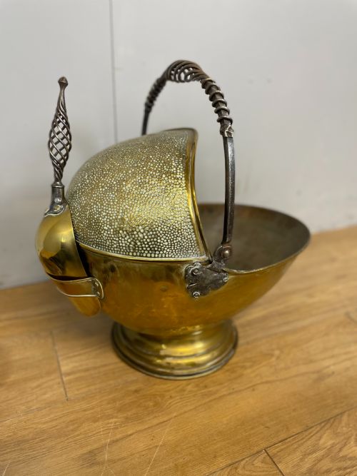 ARTS AND CRAFTS BRASS COAL HELMET - ADDITIONAL PHOTO 9