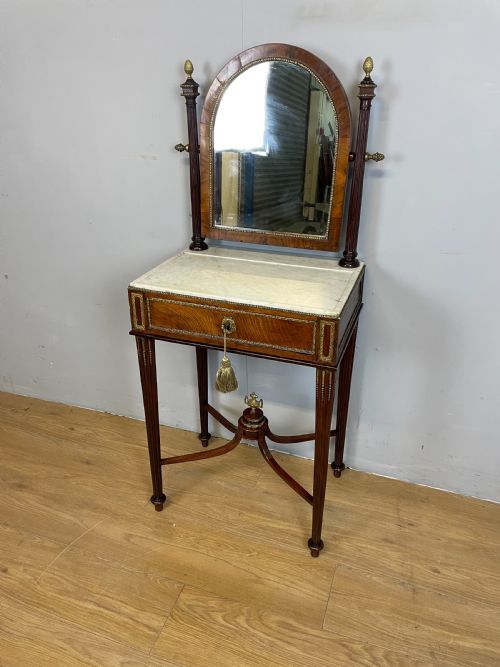 Nineteenth Century French Marble Topped Walnut Dressing Table