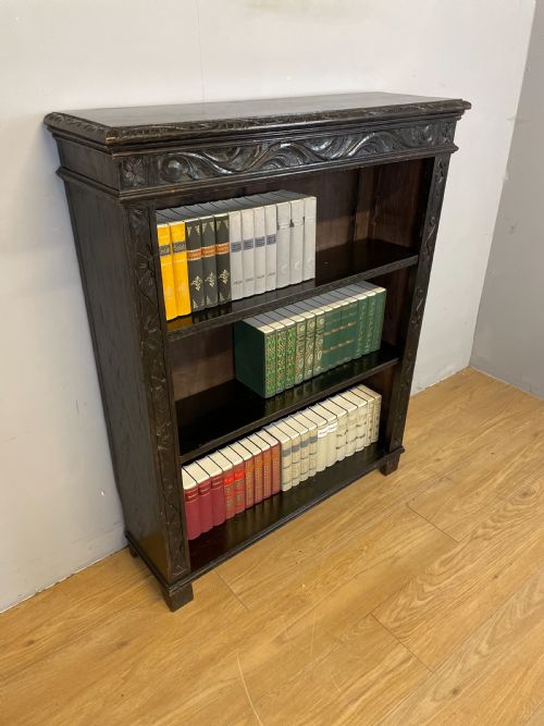 Freestanding Late Nineteenth Century Carved Oak Open Bookcase