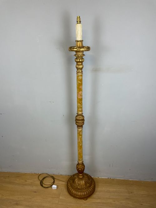 ITALIAN CARVED AND GILDED STANDARD LAMP CIRCA 1920 - ADDITIONAL PHOTO 5