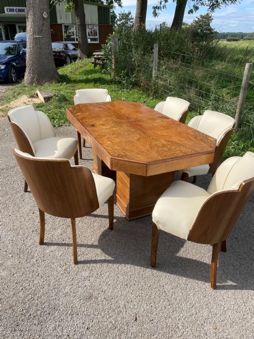 fig 1. Epstein Art Deco walnut six seater dining table and chairs