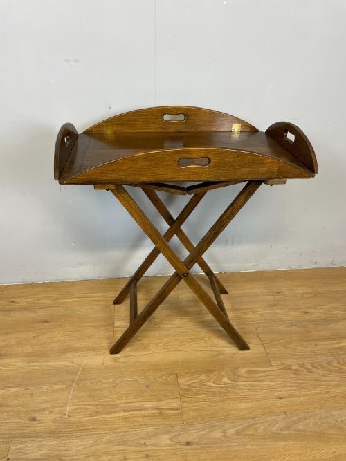 Edwardian Solid Oak Butlers Tray on Stand