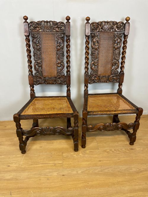 Pair of Nineteenth Century Carolean Carved Chairs