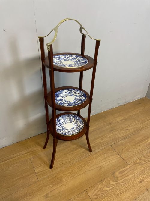 Nineteenth Century Brass and Mahogany Cake Stand