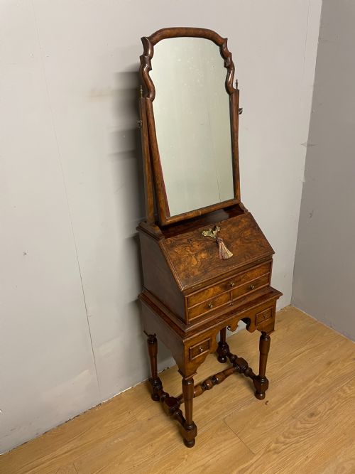 Nineteenth Century Burr Walnut Bureau on Stand