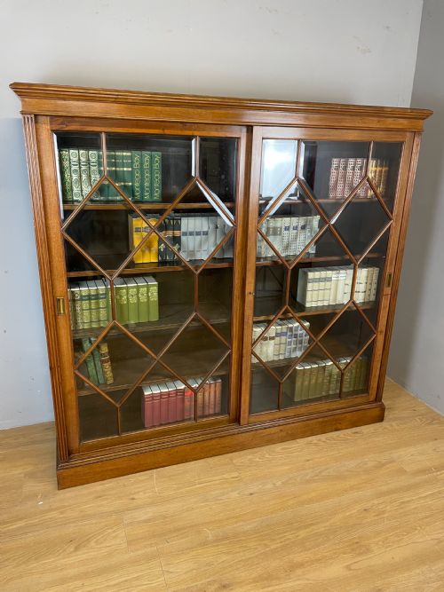 Nineteenth Century Large Walnut Astragal Glazed Bookcase