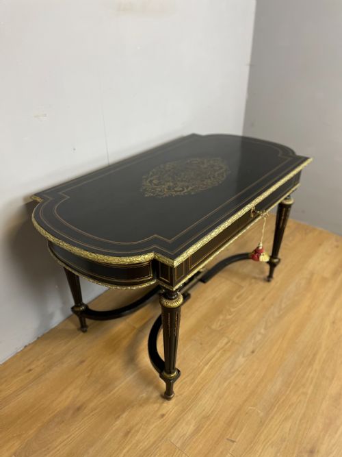 NAPOLEON 3RD EBONISED WRITING TABLE ENGRAVED DIEHL PARIS CIRCA 1850 - ADDITIONAL PHOTO 3