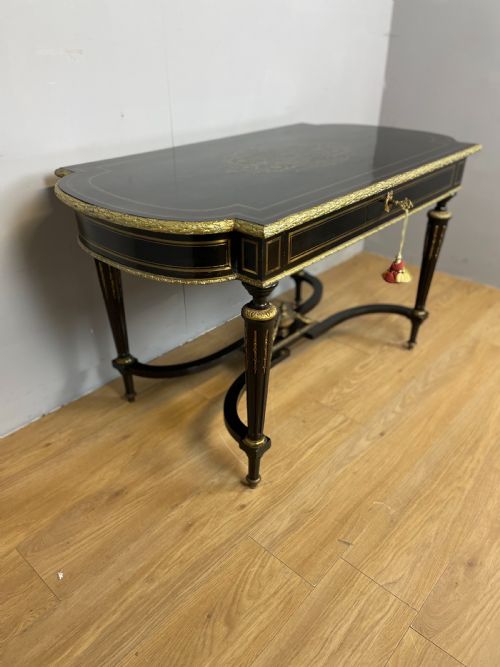 NAPOLEON 3RD EBONISED WRITING TABLE ENGRAVED DIEHL PARIS CIRCA 1850 - ADDITIONAL PHOTO 5
