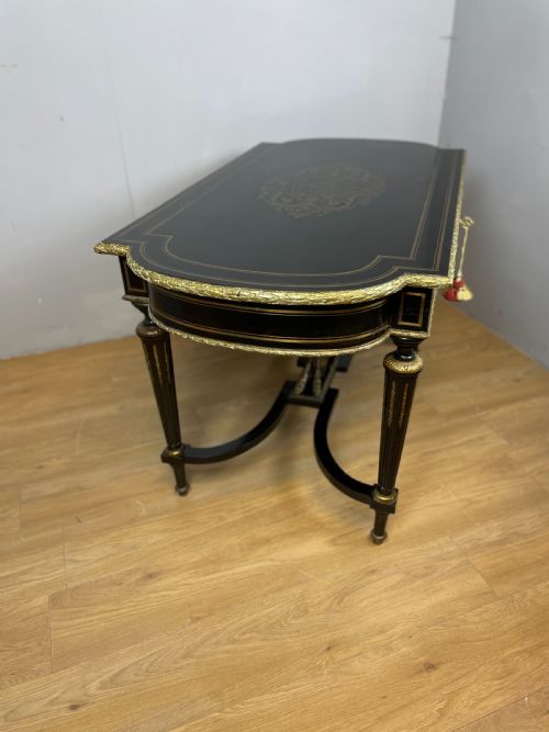 NAPOLEON 3RD EBONISED WRITING TABLE ENGRAVED DIEHL PARIS CIRCA 1850 - ADDITIONAL PHOTO 12