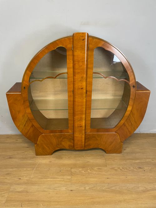 Walnut Art Deco Display Cabinet
