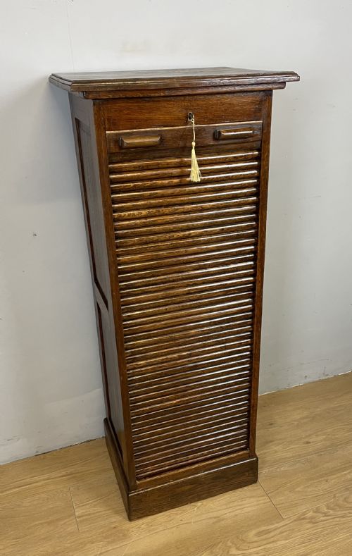 Solid Oak Tambour Fronted Filing Drawers
